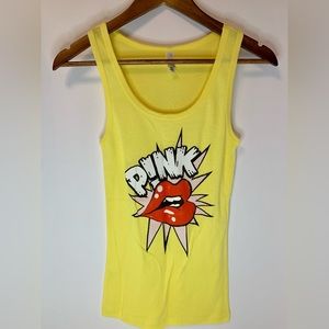 NWOT Bella Yellow Designer Pink Tank Top